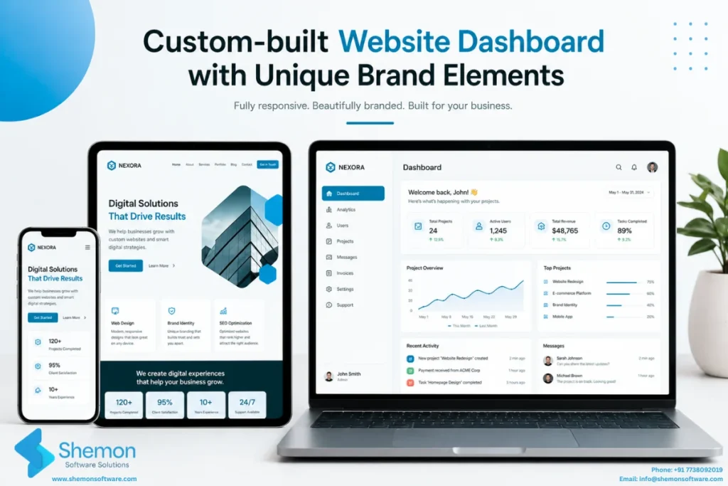 website development and design professional business website on laptop